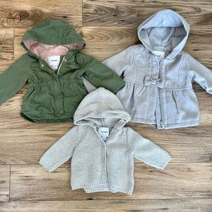Old Navy Baby Girl Jacket/Sweater/Coat BUNDLE; Size 6-12 months
